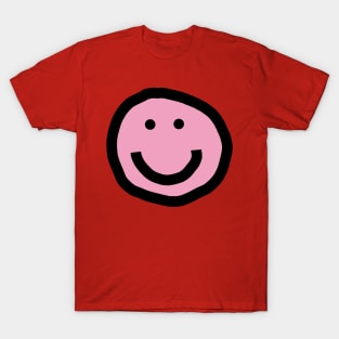 Minimal Happy Smiley Face Pink T-Shirt